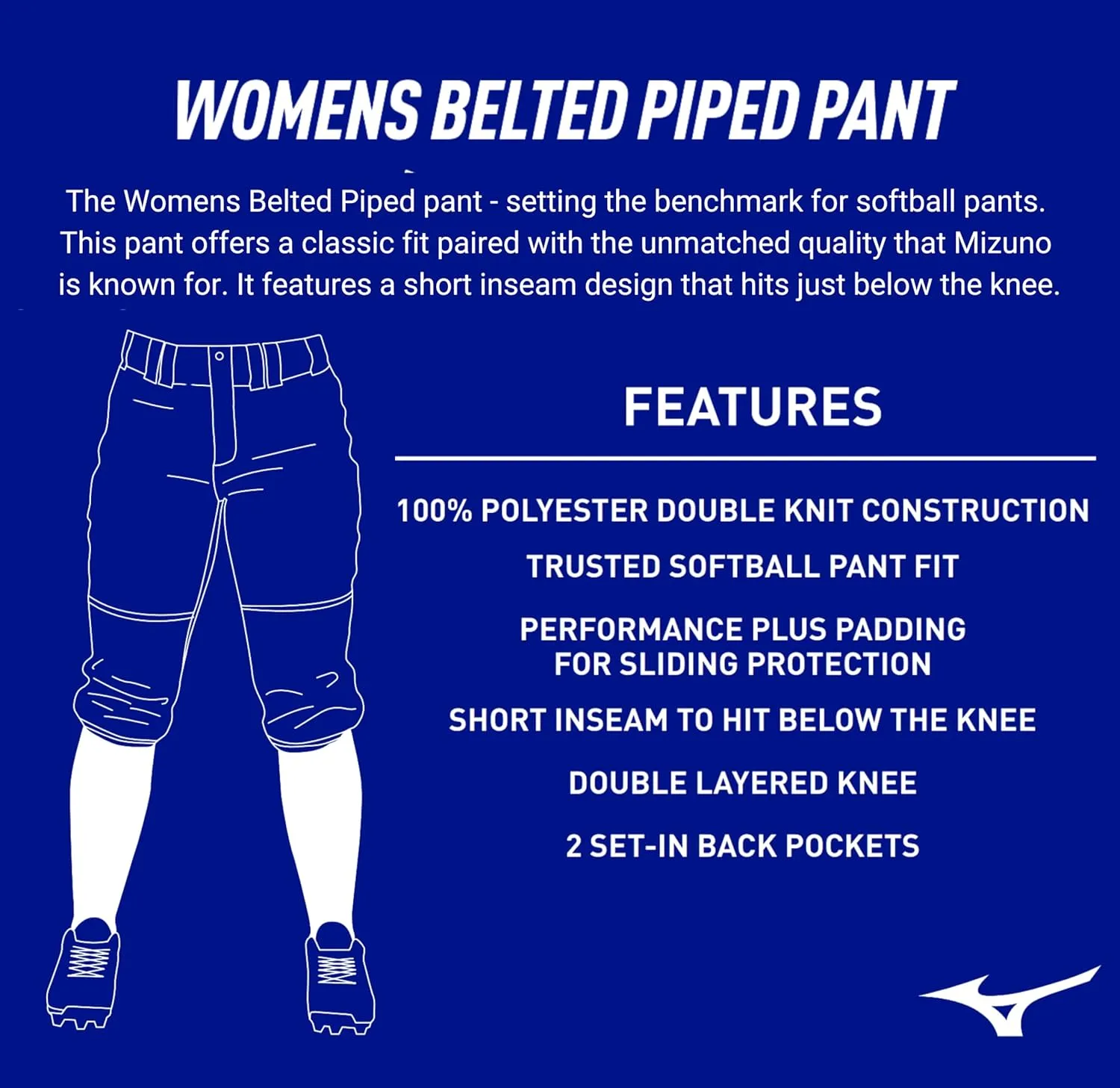 Mizuno Adult Women's Belted Piped Fastpitch Softball Pant