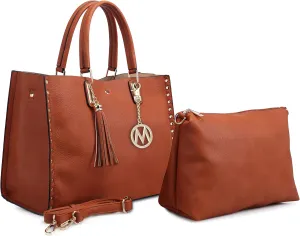 MKF 2-PC Set, Satchel Tote Handbag for Women & Crossbody Pouch Purse, Adjustable Shoulder Bag Strap PU Leather