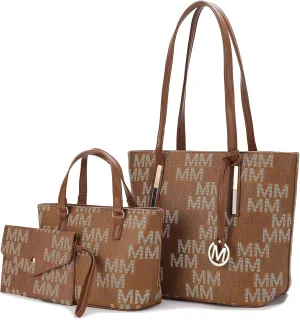 MKF Collection 3-PC Set, Shoulder Bag for Women, Small Tote Bag & Wristlet Purse  Top Handle PU Leather Handbag by Mia K