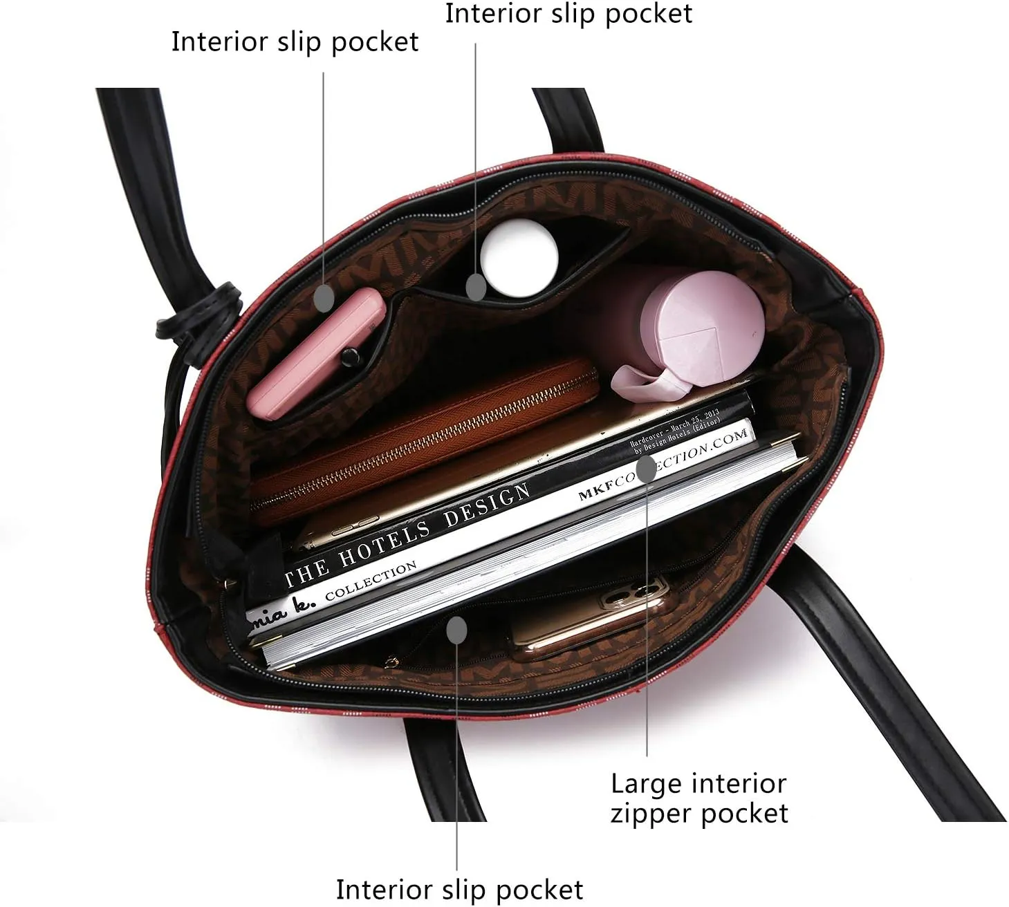 MKF Collection 3-PC Set, Shoulder Bag for Women, Small Tote Bag & Wristlet Purse  Top Handle PU Leather Handbag by Mia K