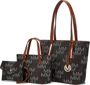 MKF Collection 3-PC Set, Shoulder Bag for Women, Small Tote Bag & Wristlet Purse  Top Handle PU Leather Handbag by Mia K