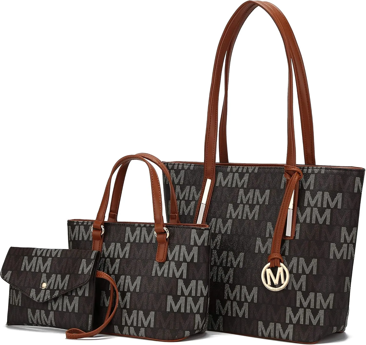 MKF Collection 3-PC Set, Shoulder Bag for Women, Small Tote Bag & Wristlet Purse  Top Handle PU Leather Handbag by Mia K
