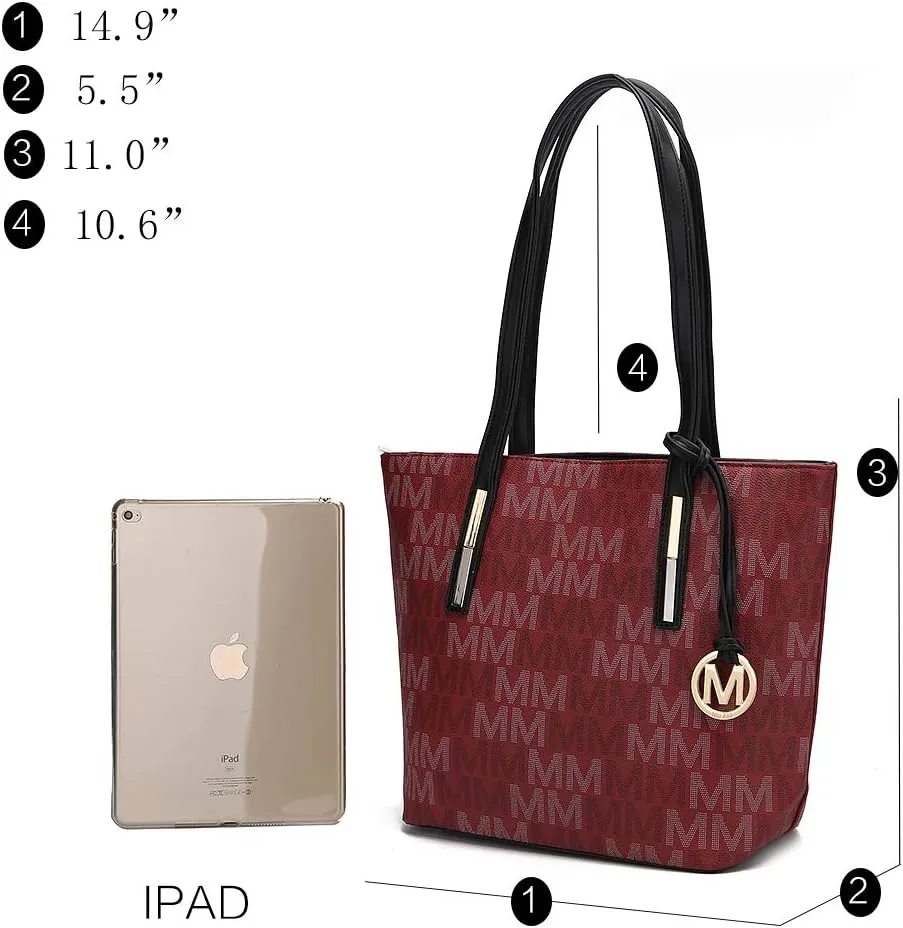 MKF Collection 3-PC Set, Shoulder Bag for Women, Small Tote Bag & Wristlet Purse  Top Handle PU Leather Handbag by Mia K