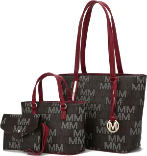 MKF Collection 3-PC Set, Shoulder Bag for Women, Small Tote Bag & Wristlet Purse  Top Handle PU Leather Handbag by Mia K