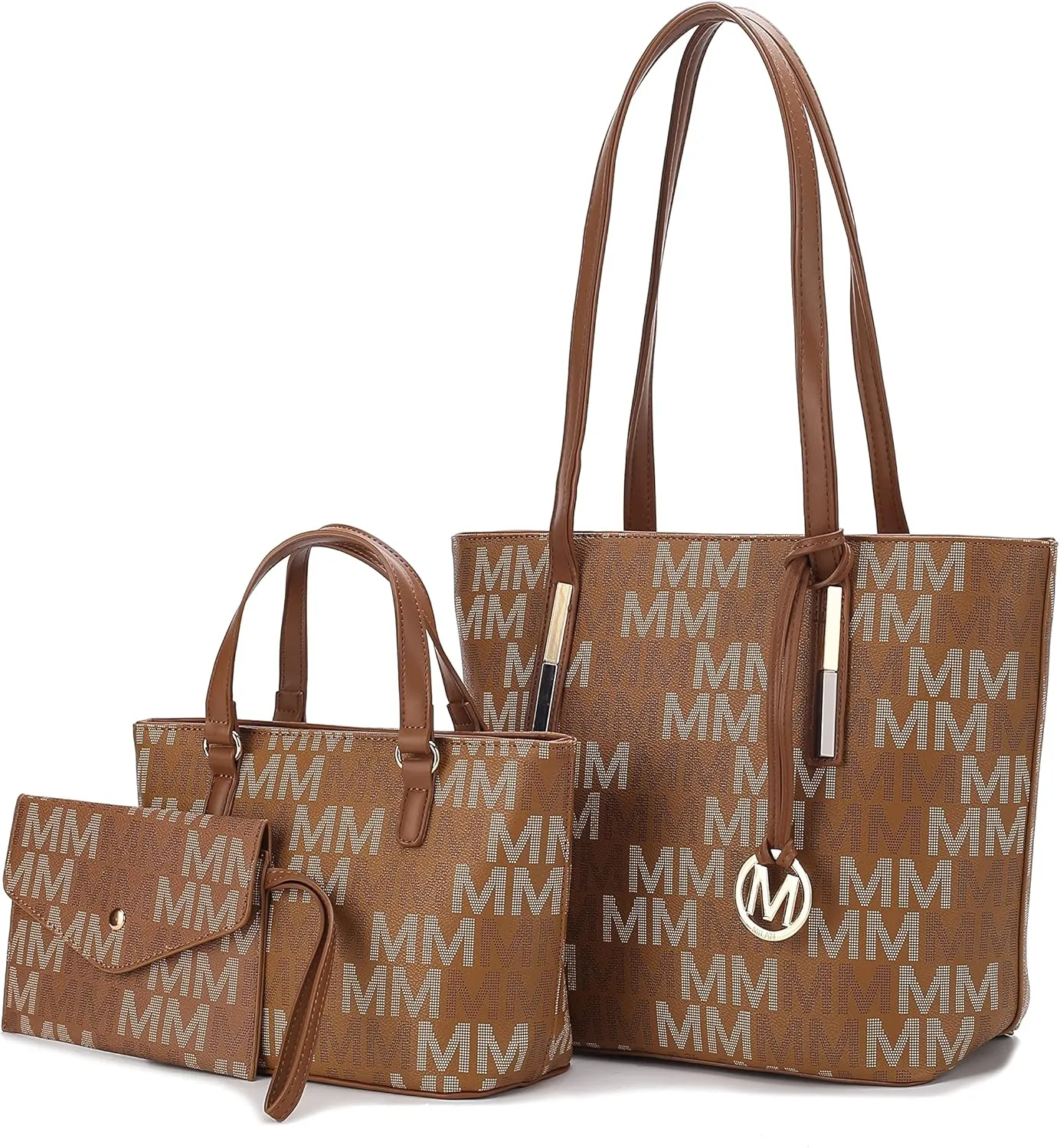 MKF Collection 3-PC Set, Shoulder Bag for Women, Small Tote Bag & Wristlet Purse  Top Handle PU Leather Handbag by Mia K