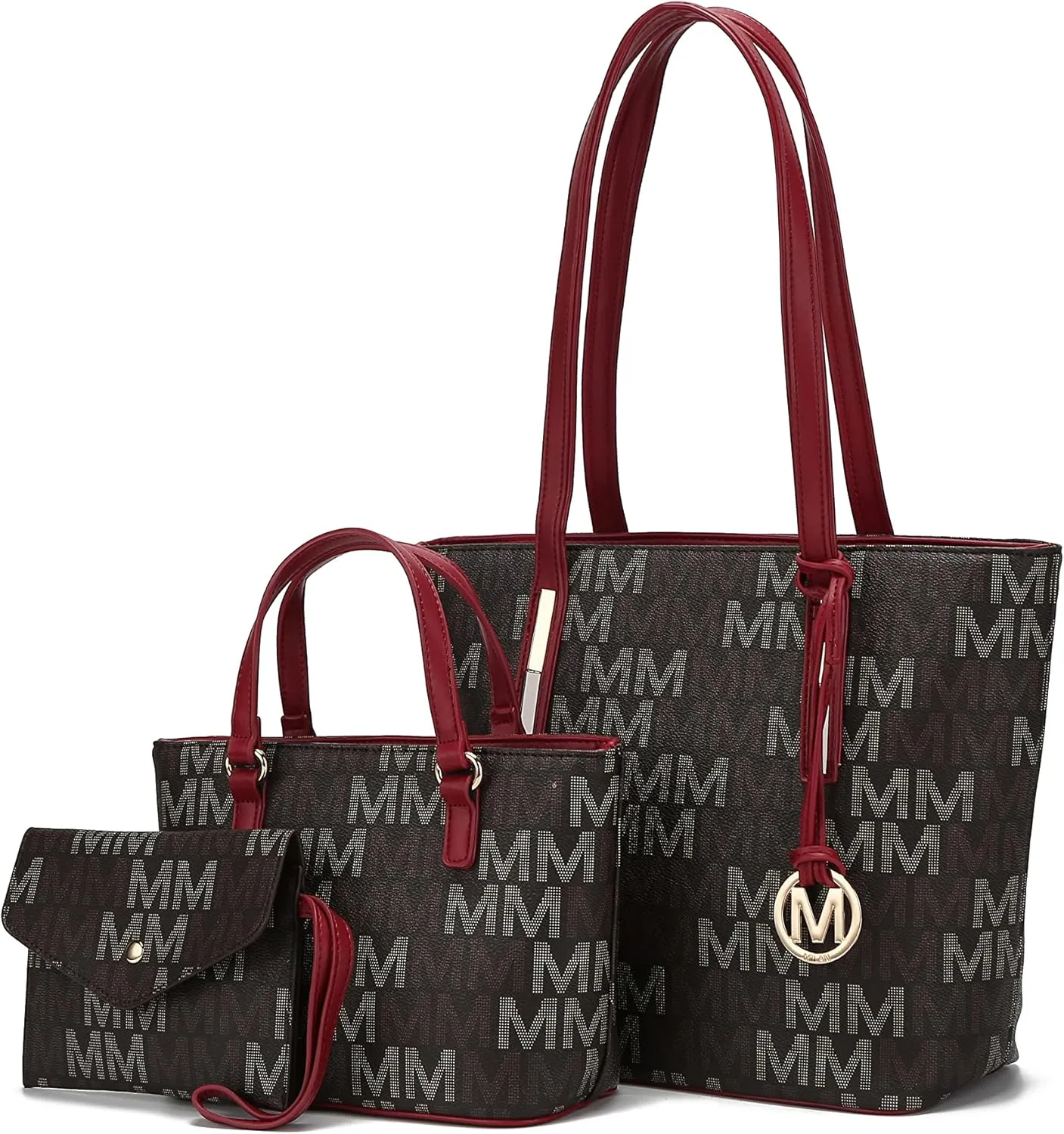 MKF Collection 3-PC Set, Shoulder Bag for Women, Small Tote Bag & Wristlet Purse  Top Handle PU Leather Handbag by Mia K