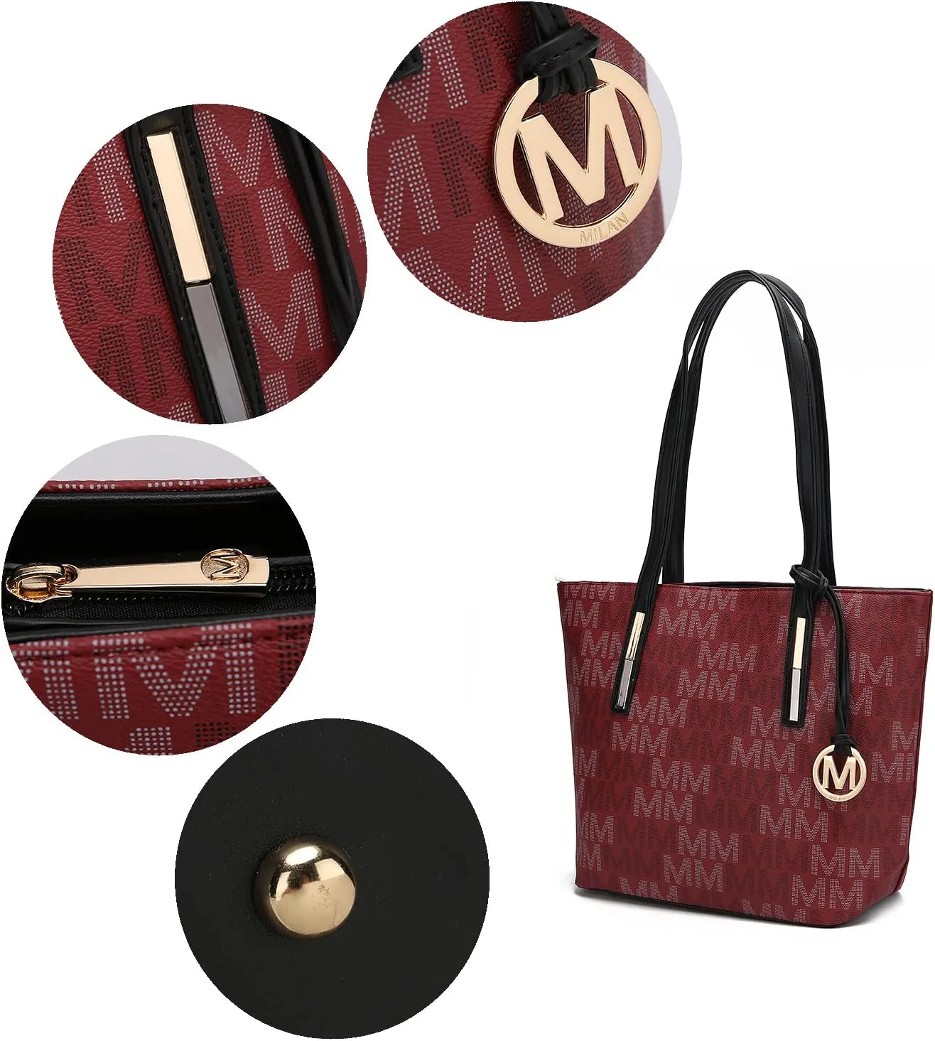 MKF Collection 3-PC Set, Shoulder Bag for Women, Small Tote Bag & Wristlet Purse  Top Handle PU Leather Handbag by Mia K