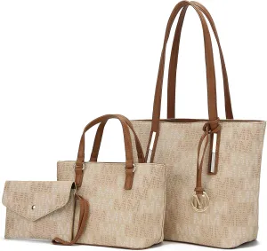MKF Collection 3-PC Set, Shoulder Bag for Women, Small Tote Bag & Wristlet Purse  Top Handle PU Leather Handbag by Mia K
