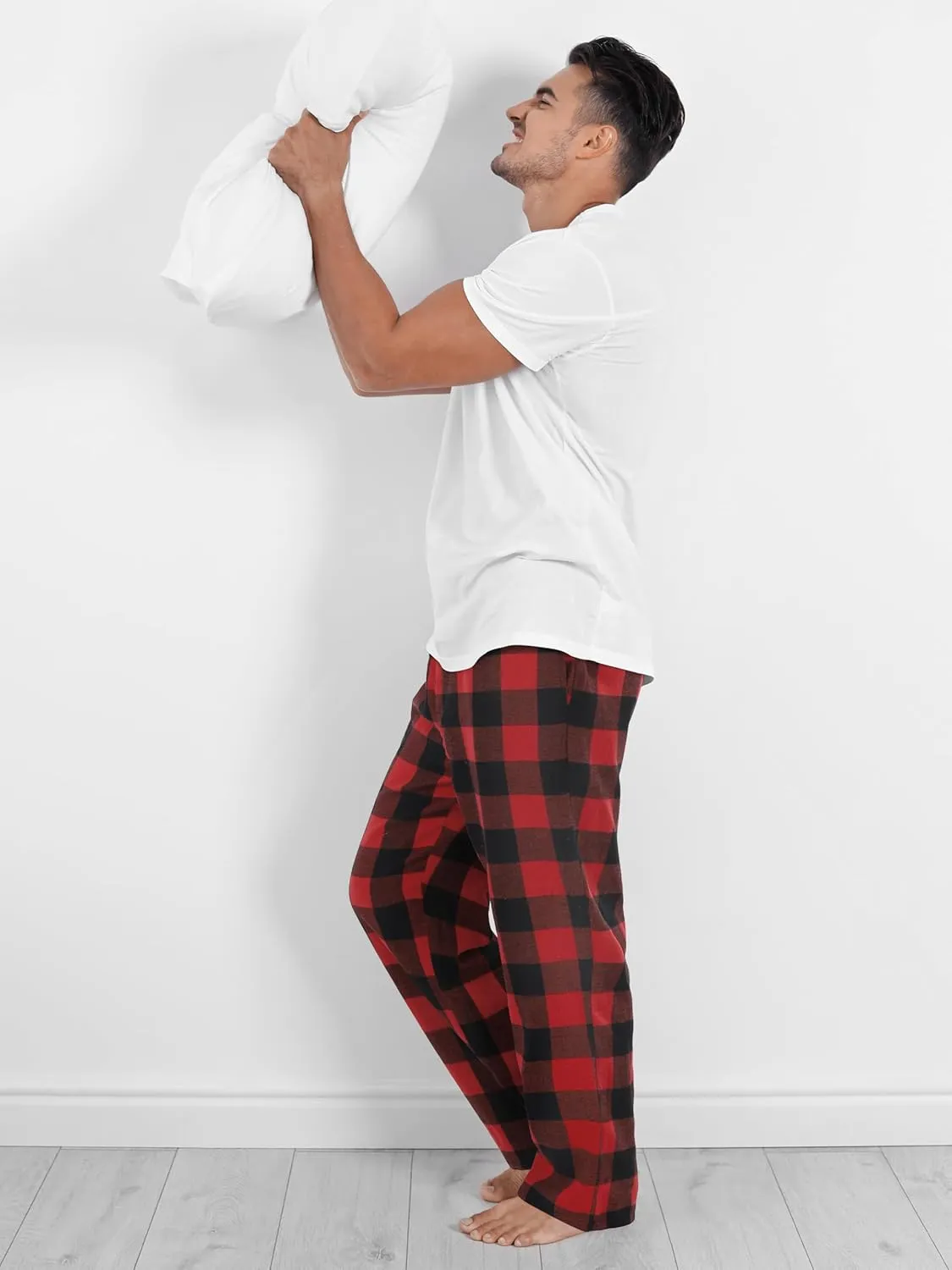 Motarto Men's Pajama Pants Flannel Plaid Pajama Sleep & Lounge PJ Bottoms Warm Sleepwear with Drawstring Pockets
