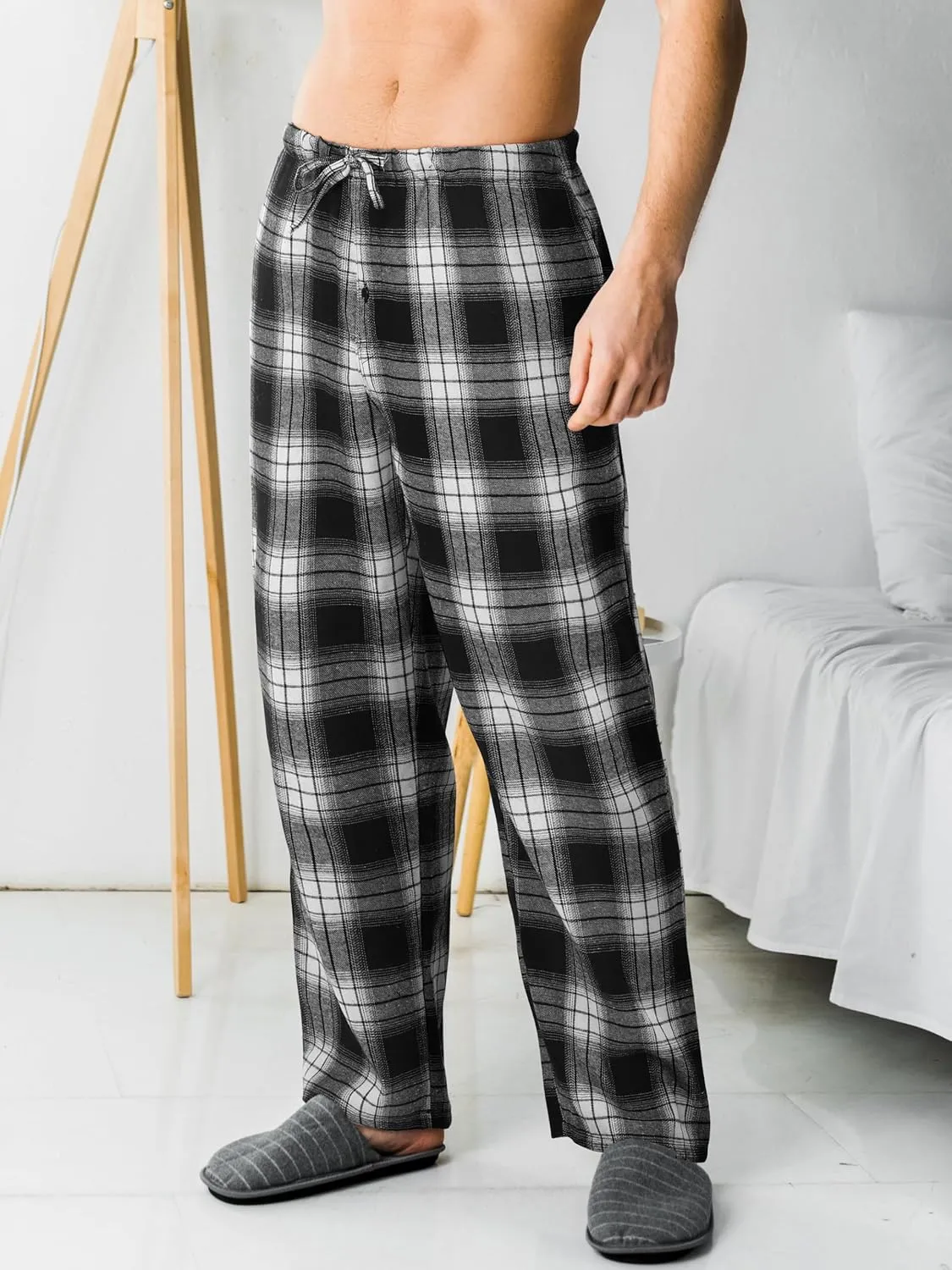 Motarto Men's Pajama Pants Flannel Plaid Pajama Sleep & Lounge PJ Bottoms Warm Sleepwear with Drawstring Pockets