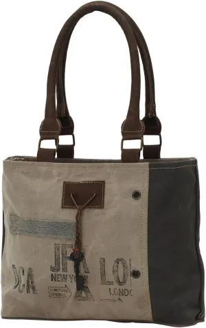 Myra New"Trendy" NY Vintage Handbag, Genuine Leather Accents. Enough room for your personal essentials., Kahki and Army Green, 36 X 8 X 24 cm