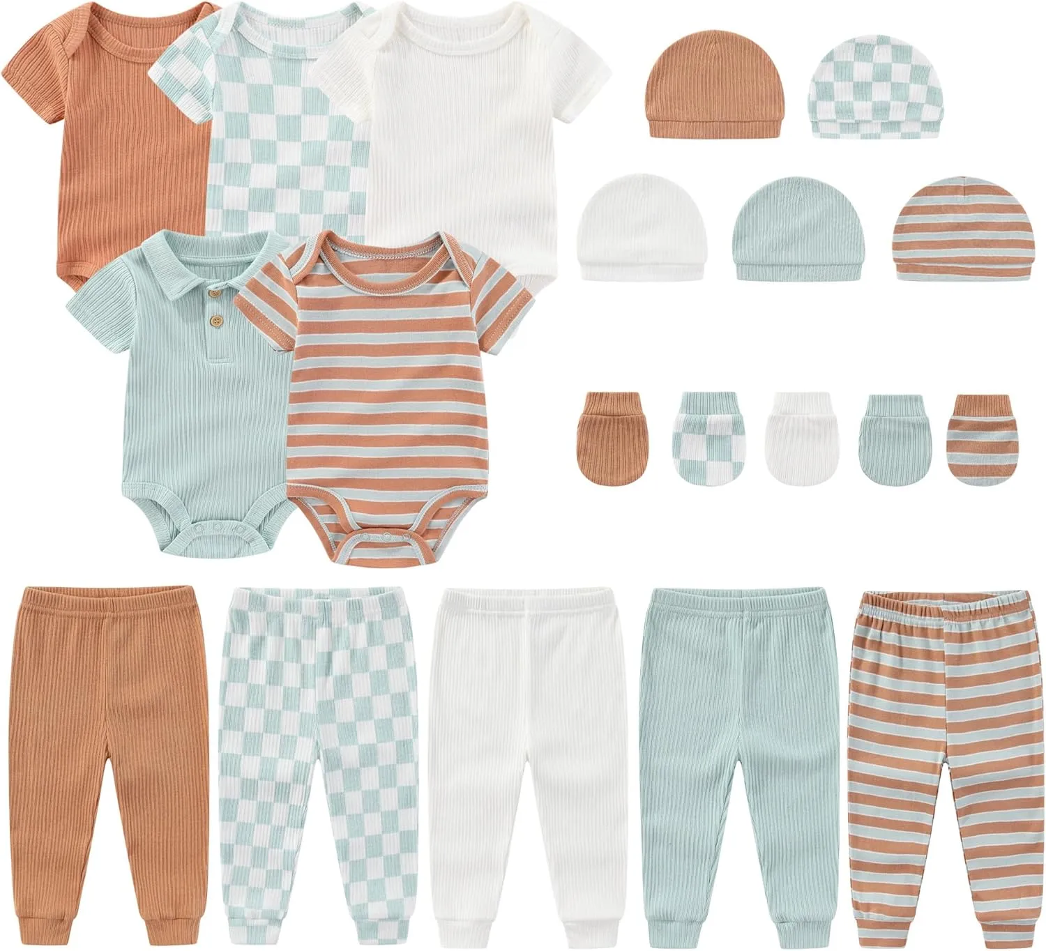 Newborn Layette Gift Set 20-Piece Cotton Baby Boy Girl Clothes Essentials and Accessories