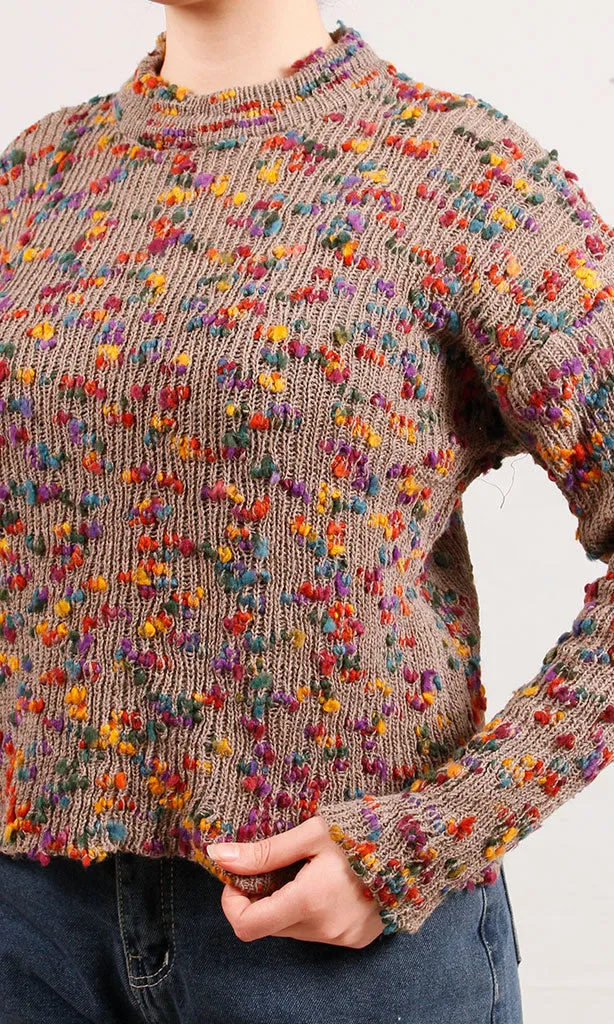 O199834-O199834 - Speckled Knit Sweater - Multicolor