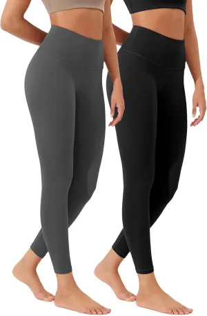 ODODOS Women's High Waist Workout Leggings 2-Pack Tummy Control Yoga Pants - 25" / 28" Inseam, ODLEX Fabric-Squat Proof
