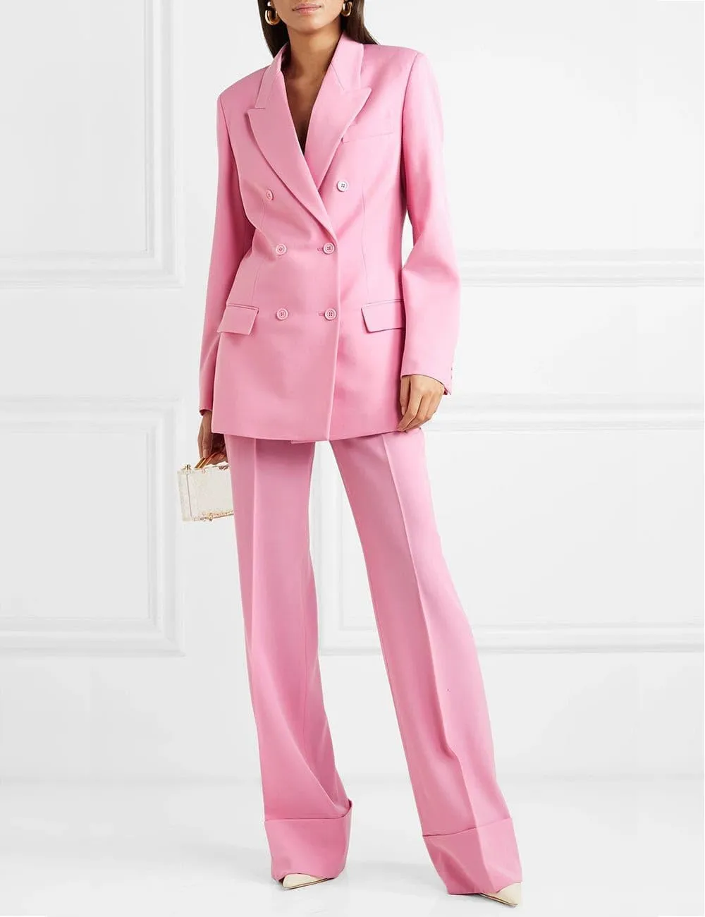 Pant Suits for Women's 2 Piece Pantsuits Notch Lapel Blazer Elegant Lady Business Outfits Work Office Pant Suit Set