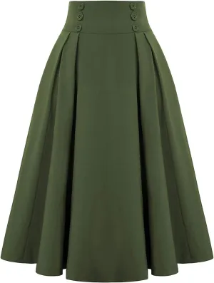 Pleated Skirts for Women with Pockets Vintage Casual Midi Skirt Plus Size Skirts for Women Trendy Clothes 11