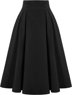 Pleated Skirts for Women with Pockets Vintage Casual Midi Skirt Waist Plus Size Skirts for Women Trendy Clothes