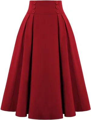 Pleated Skirts for Women with Pockets Vintage Casual Midi Skirt Waist Plus Size Skirts for Women Trendy Clothes