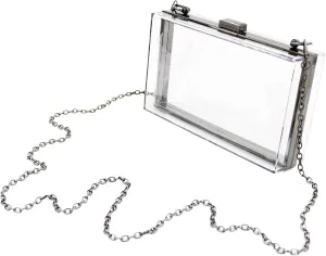 Premium Transparent Clear Acrylic Hard Box Clutch Bag Evening Shoulder Handbag