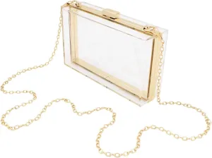 Premium Transparent Clear Acrylic Hard Box Clutch Bag Evening Shoulder Handbag