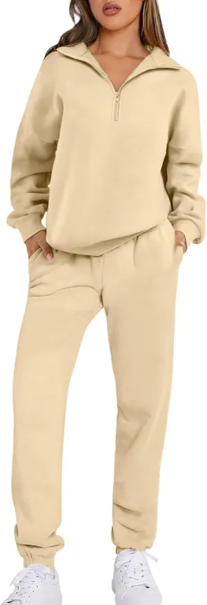 Prinbara Women 2 Piece Outfits Sweat Set 2024 Winter Oversized Sweatshirts Jogger Sweatpants Lounge Sets Fall Tracksuit