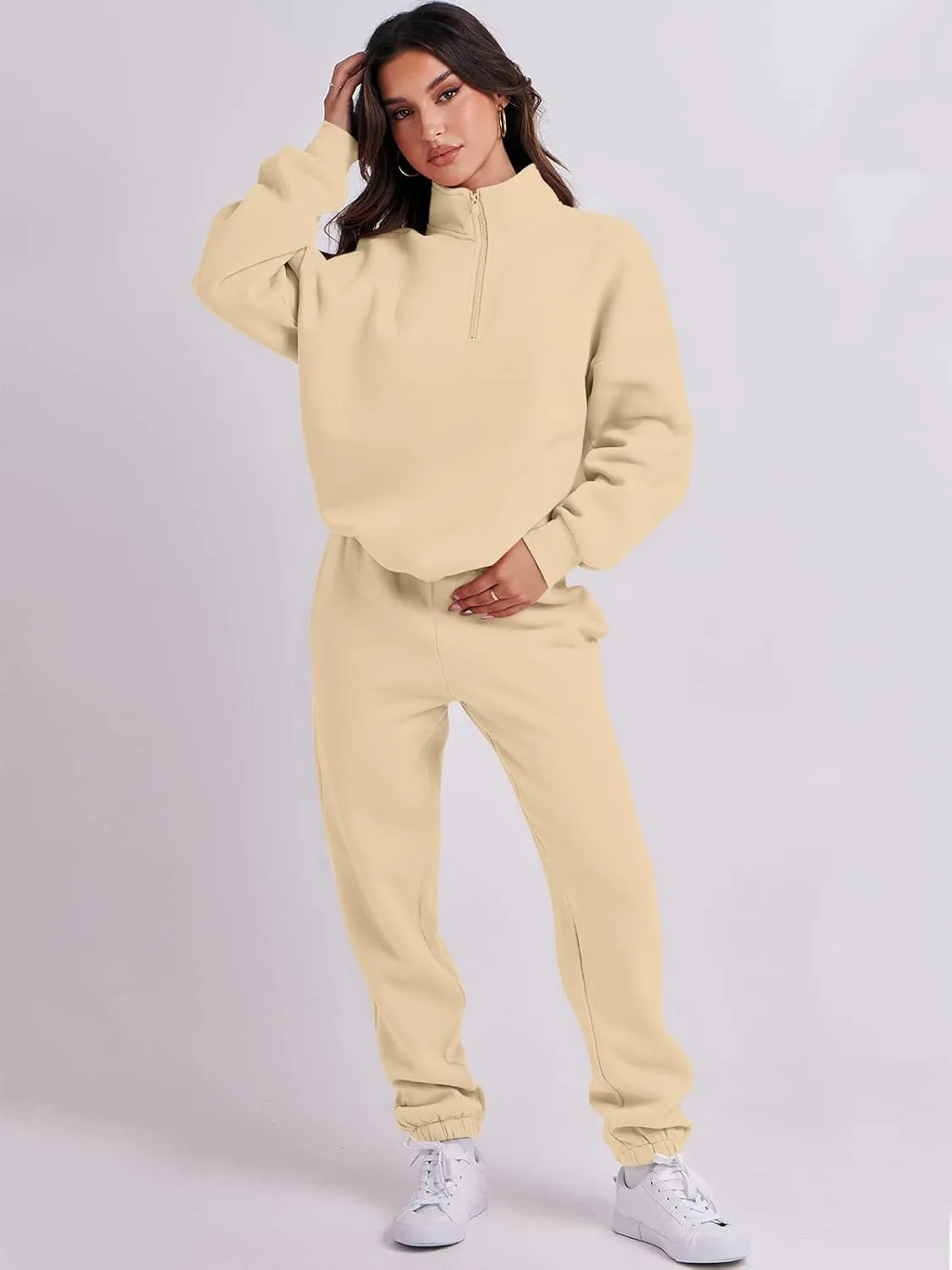 Prinbara Women 2 Piece Outfits Sweat Set 2024 Winter Oversized Sweatshirts Jogger Sweatpants Lounge Sets Fall Tracksuit