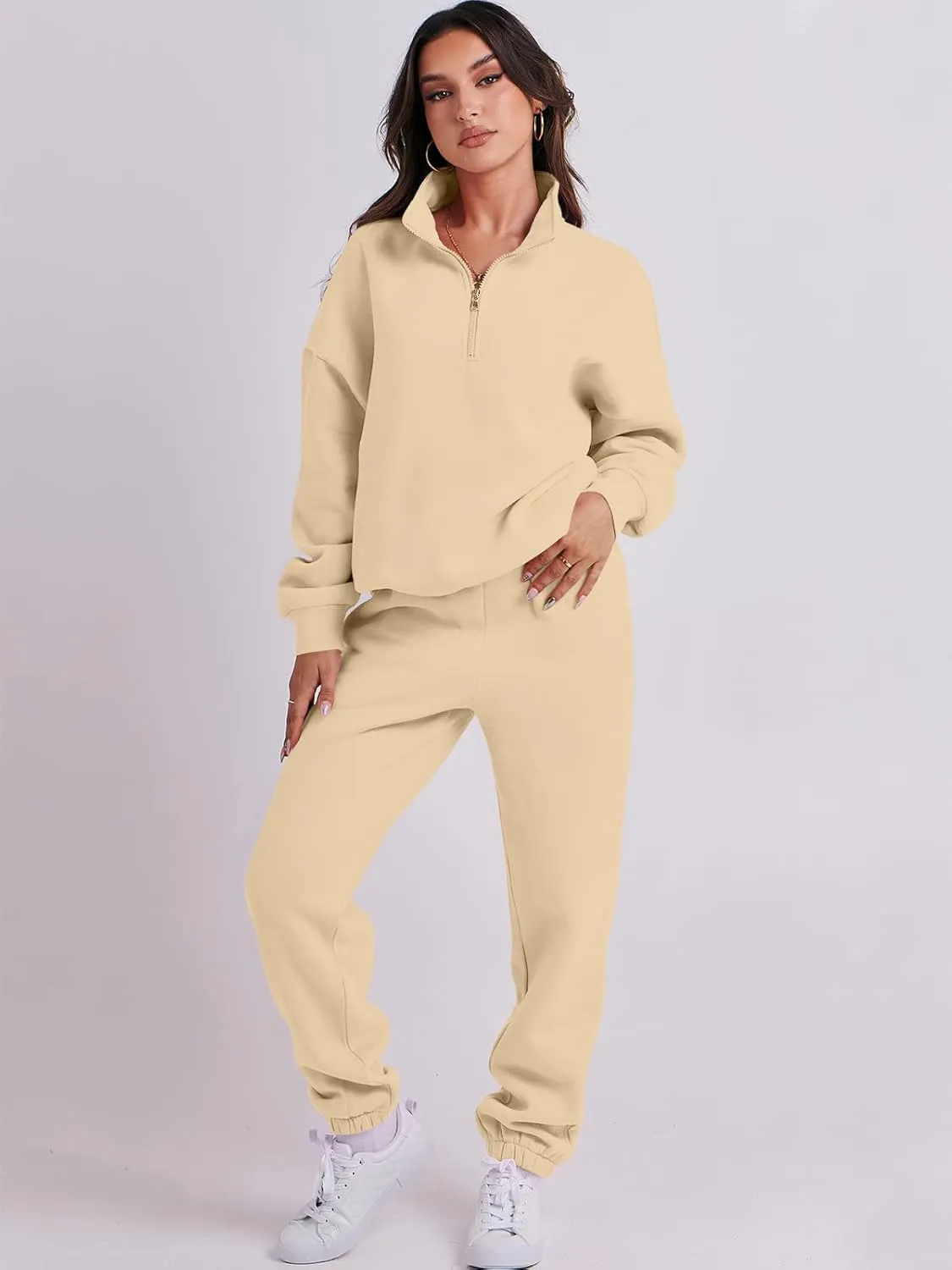 Prinbara Women 2 Piece Outfits Sweat Set 2024 Winter Oversized Sweatshirts Jogger Sweatpants Lounge Sets Fall Tracksuit