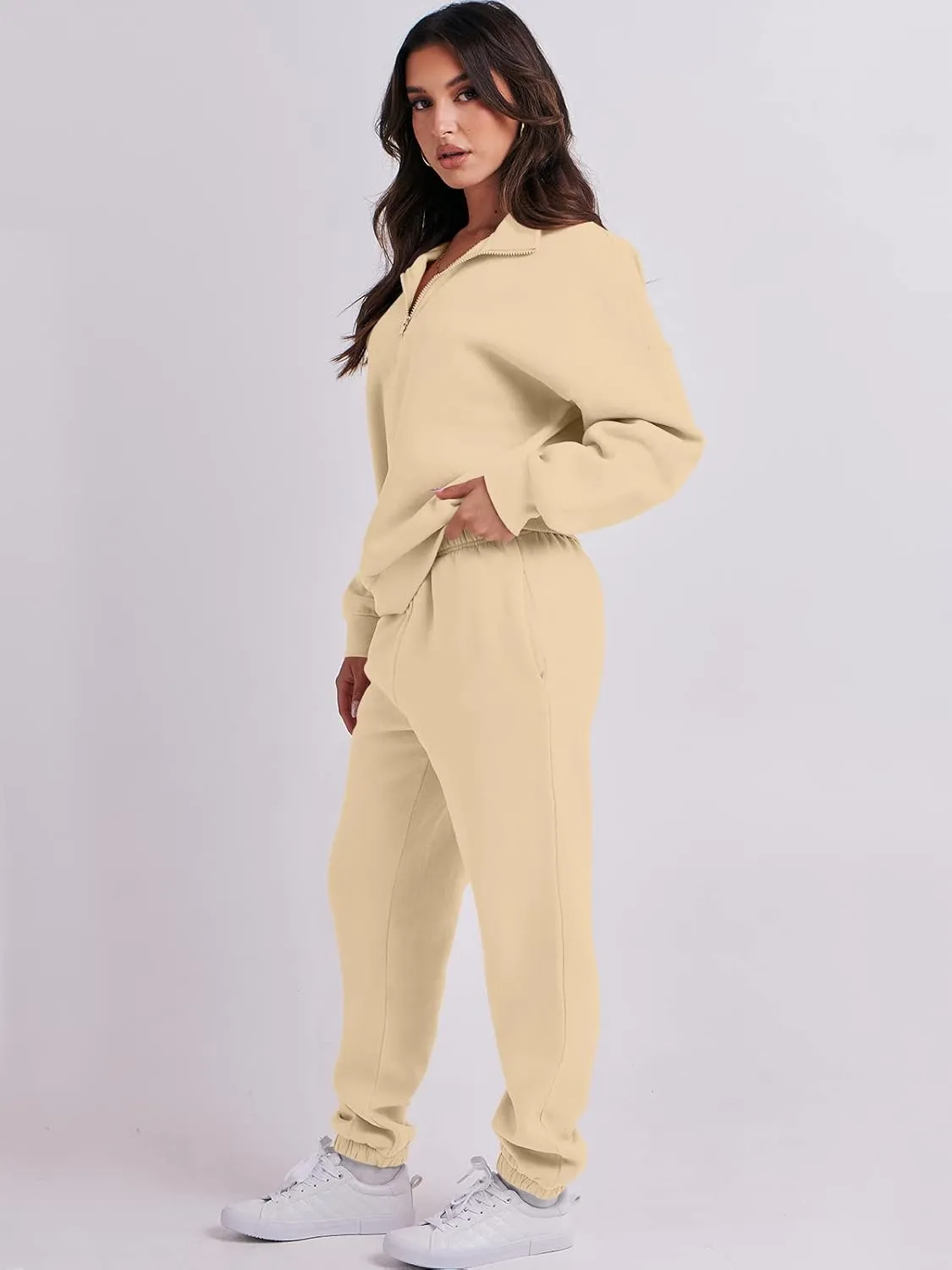 Prinbara Women 2 Piece Outfits Sweat Set 2024 Winter Oversized Sweatshirts Jogger Sweatpants Lounge Sets Fall Tracksuit