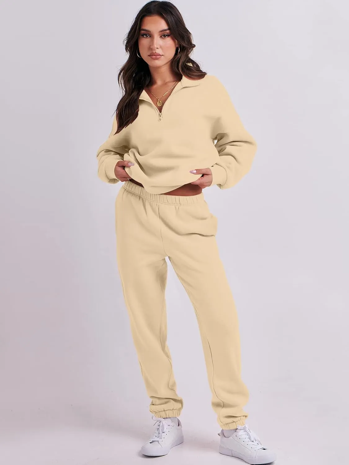 Prinbara Women 2 Piece Outfits Sweat Set 2024 Winter Oversized Sweatshirts Jogger Sweatpants Lounge Sets Fall Tracksuit