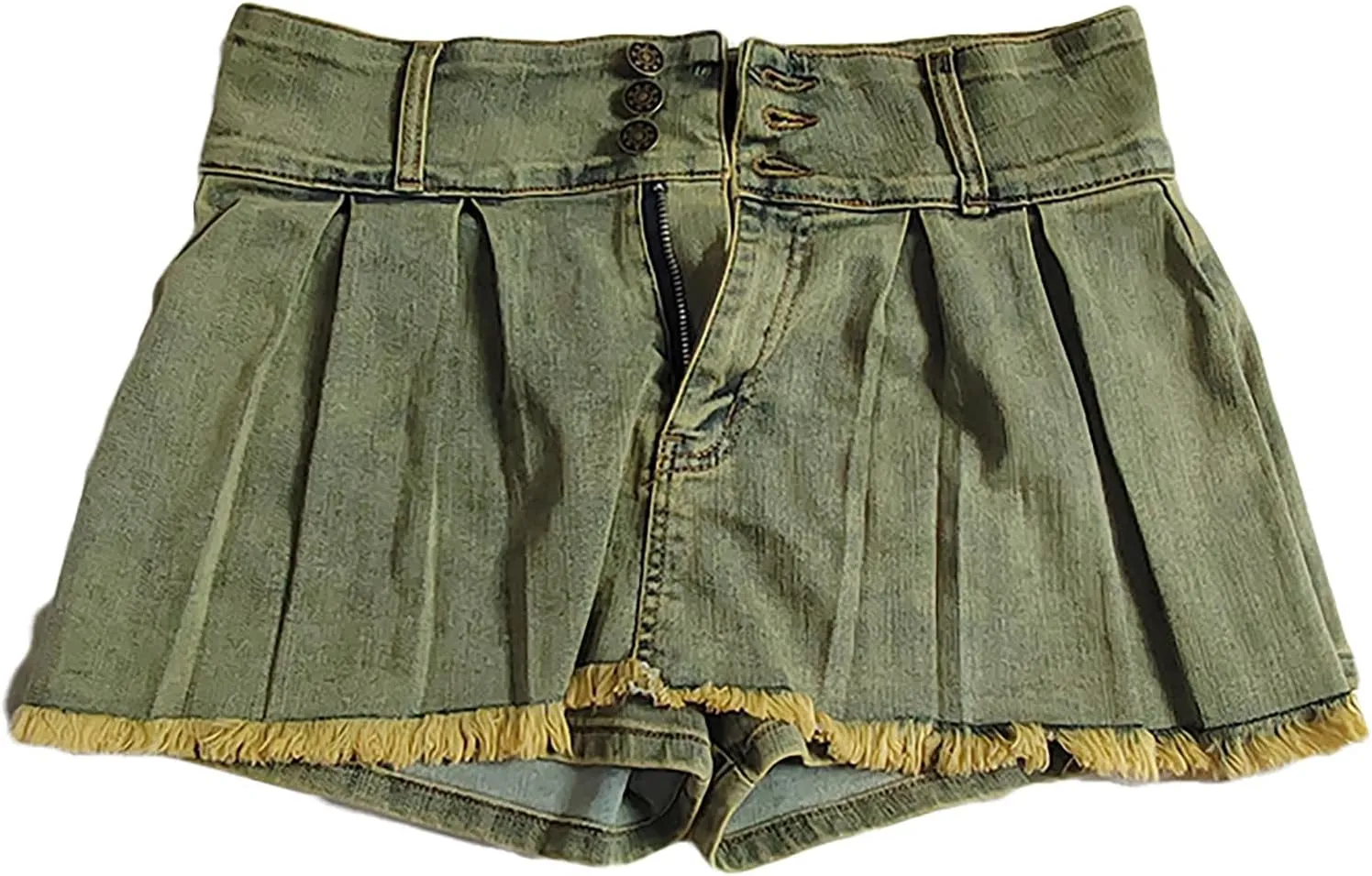 Ptorlio Women Summer High Waisted Denim Jean Mini Skorts Stretchy Pleated Skirt Shorts Y2K