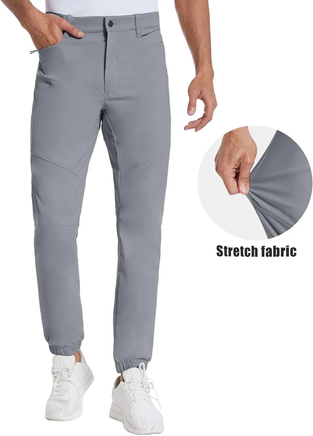 PULI Men's Stretch Golf Joggers Pants with 4 Pockets Waterproof Slim Fit Hiking Casual Travel Work Pants for Men