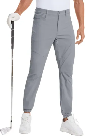 PULI Men's Stretch Golf Joggers Pants with 4 Pockets Waterproof Slim Fit Hiking Casual Travel Work Pants for Men