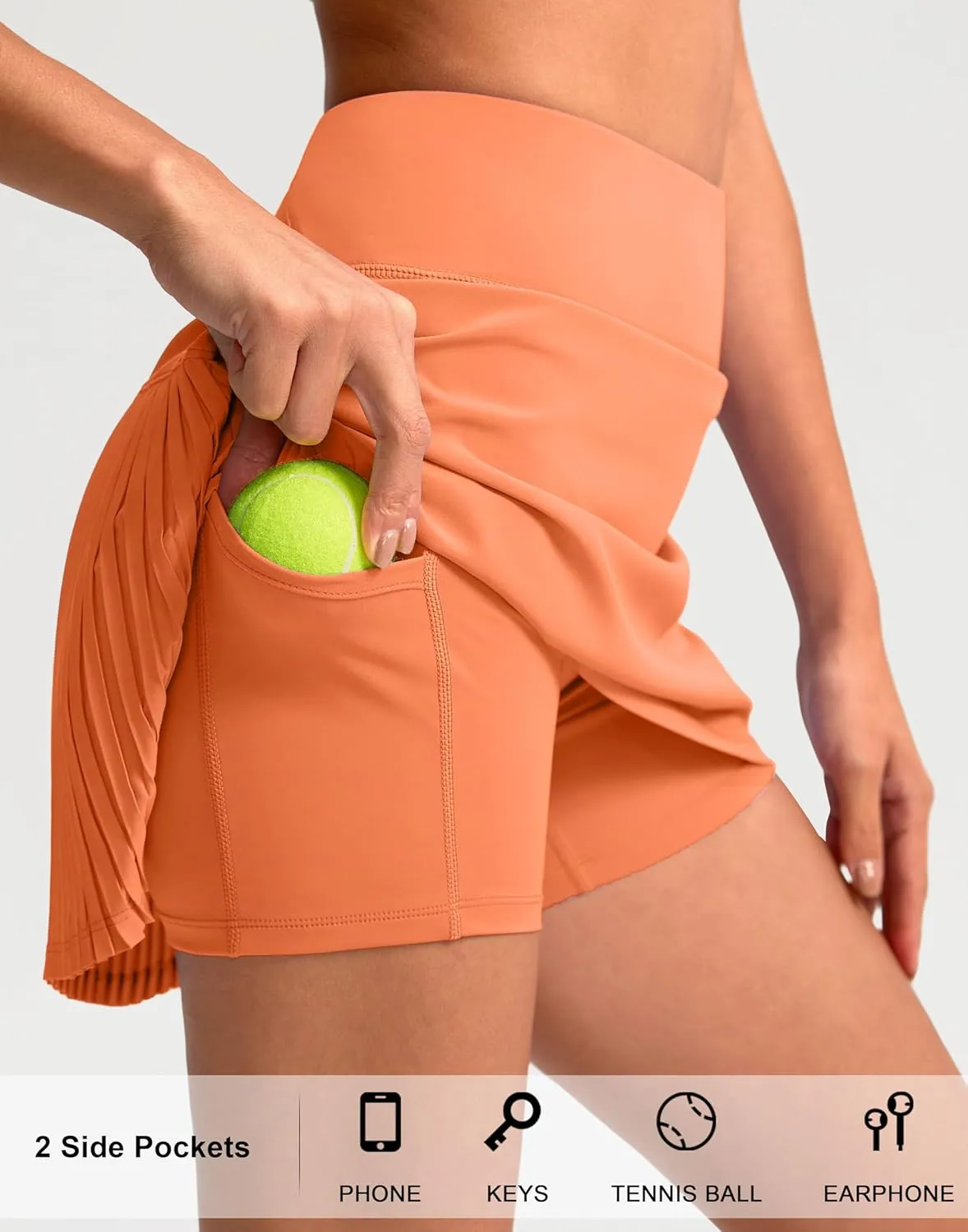 SANTINY 14" Tennis Skirt Skorts for Woman Pleated High Waited Skirts with Built-in Shorts Athletic Golf Skort
