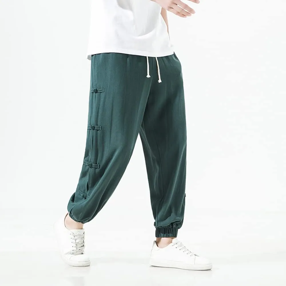 Seidarise Men's Harem Pants Hip hop Joggers Baggy Wide Leg Pants Casual Harem Linen Japanese Yoga