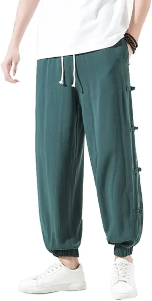 Seidarise Men's Harem Pants Hip hop Joggers Baggy Wide Leg Pants Casual Harem Linen Japanese Yoga