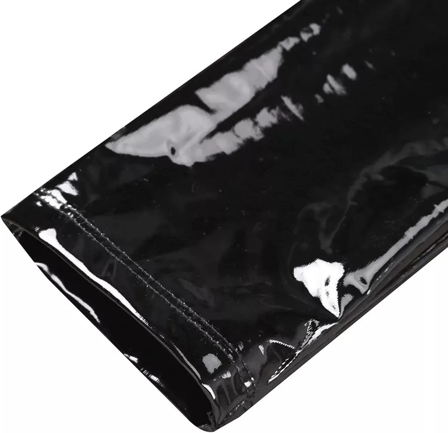 Shiny PU Leather Tops for MenFront Zipper Wetlook Long Sleeve TopCasual Slim Fit Round Neck T-Shirt Party Clubwear