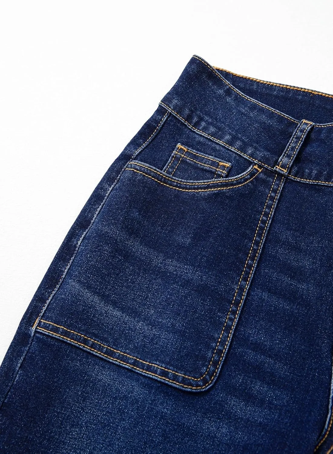 Sidefeel Women's High Waisted Straight Leg Jeans Stretchy Tummy Control Wide Leg Denim Pants with Pockets
