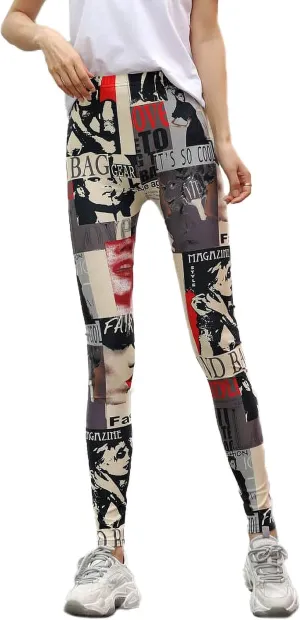Spring Women's Leopard Pants Stretch Leggings Printed Striped Pants Camouflage Trousers for Workout Running Yoga
