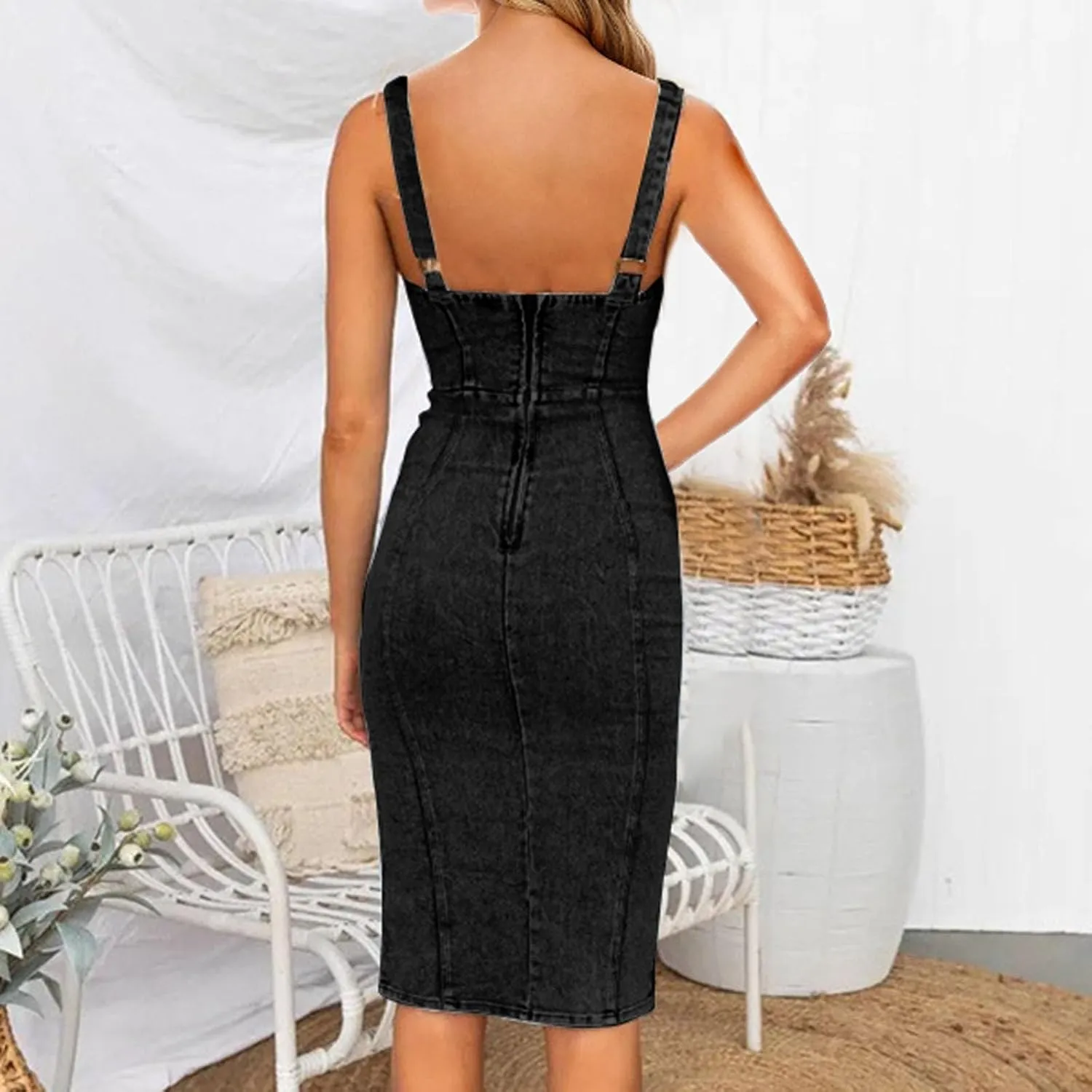 Summer Dresses for Women 2025,Women's Trendy Denim Shirt Dresses Short Sleeve Distressed Jean Dress Top Midi Dress
