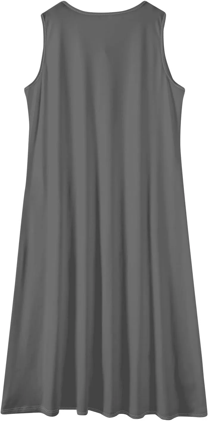 Sun Dresses for Women 2025 Vacation Summer Boho Beach Casual Empire Waist A-Line Midi Flowy Sundresses with Pockets