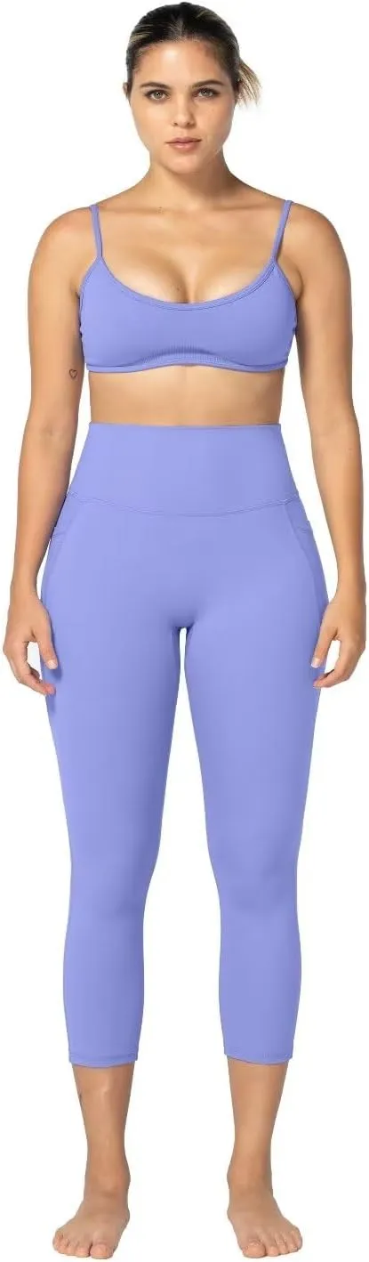 Sunzfly Invisible Butt Scrunch Workout Leggings with Pockets for Women, No Front Seam Gym Yoga Pants with Tummy Control