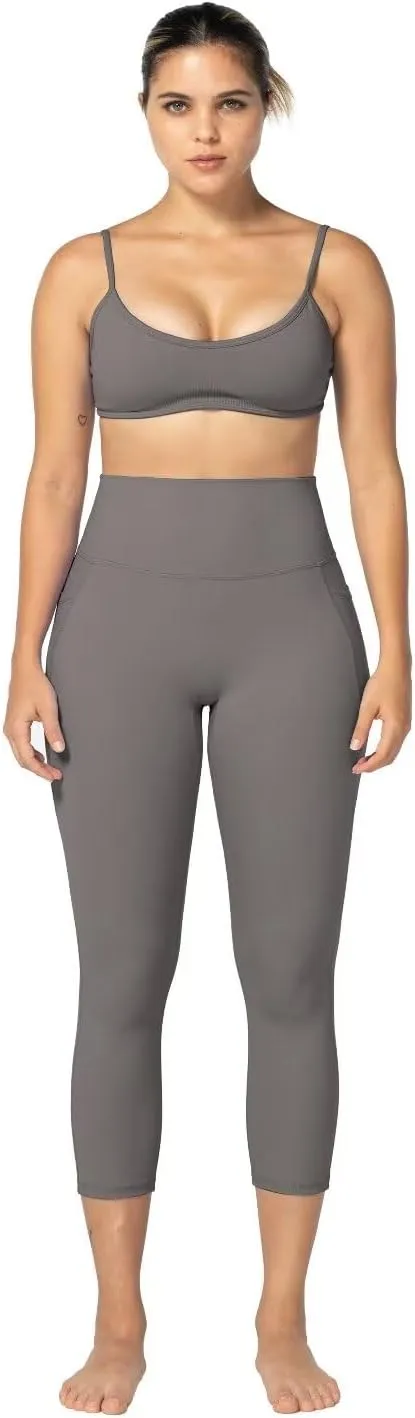 Sunzfly Invisible Butt Scrunch Workout Leggings with Pockets for Women, No Front Seam Gym Yoga Pants with Tummy Control