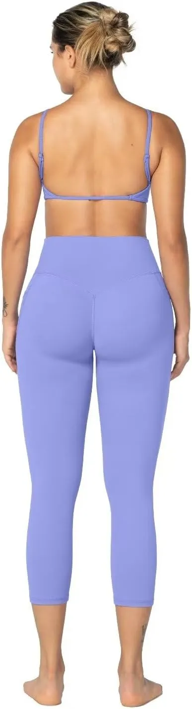 Sunzfly Invisible Butt Scrunch Workout Leggings with Pockets for Women, No Front Seam Gym Yoga Pants with Tummy Control