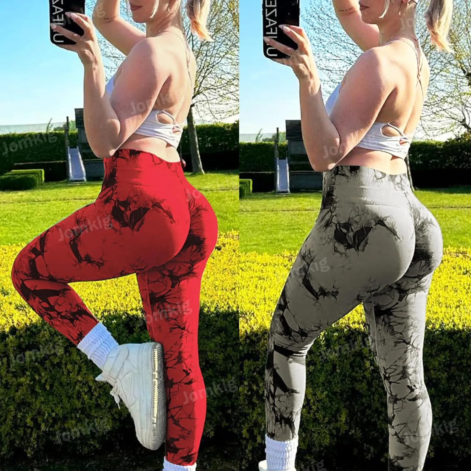 Tie Dye Seamless Leggings for Women High Waist Workout Yoga Pants Scrunch Butt Lifting Compression Tights