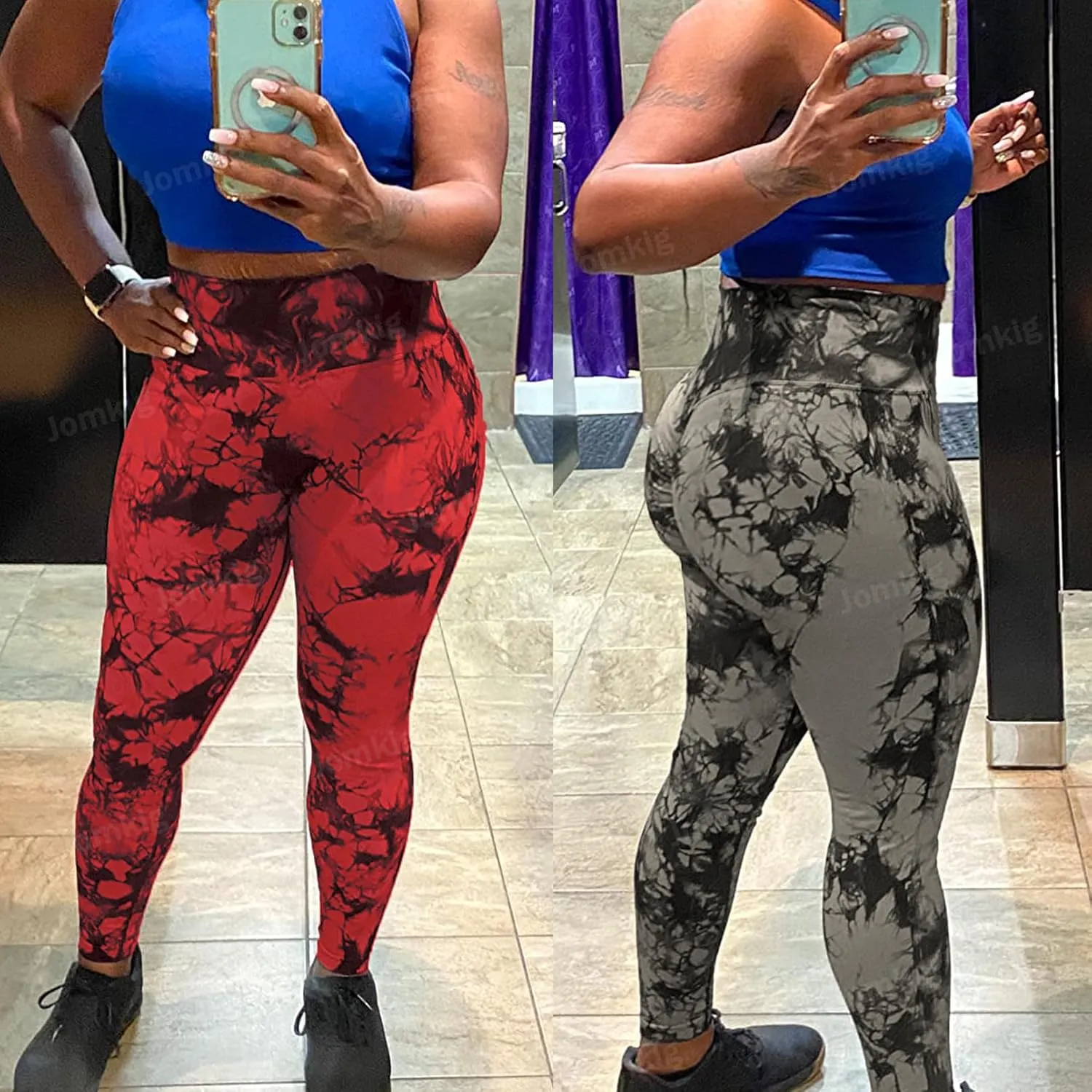 Tie Dye Seamless Leggings for Women High Waist Workout Yoga Pants Scrunch Butt Lifting Compression Tights