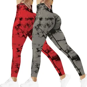 Tie Dye Seamless Leggings for Women High Waist Workout Yoga Pants Scrunch Butt Lifting Compression Tights