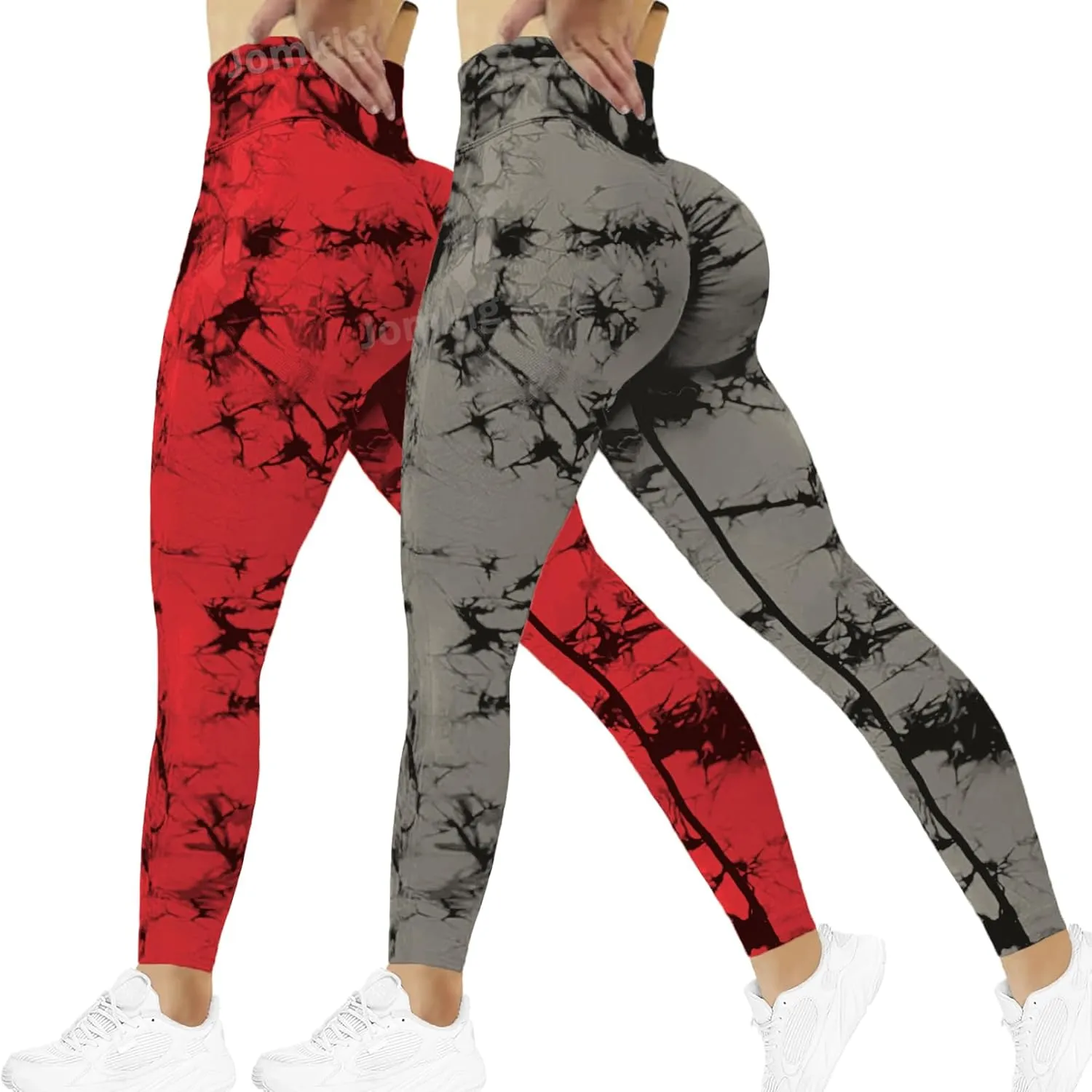 Tie Dye Seamless Leggings for Women High Waist Workout Yoga Pants Scrunch Butt Lifting Compression Tights