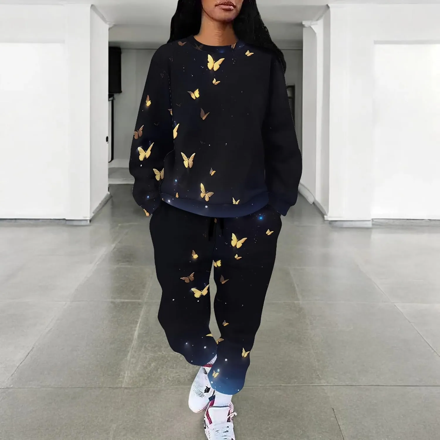 Two Piece Outfits for Women Lounge Sets Casual Travel Sweatsuits Long Sleeve Pullover And Long Pants Loungewear Matching Sets