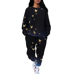 Two Piece Outfits for Women Lounge Sets Casual Travel Sweatsuits Long Sleeve Pullover And Long Pants Loungewear Matching Sets