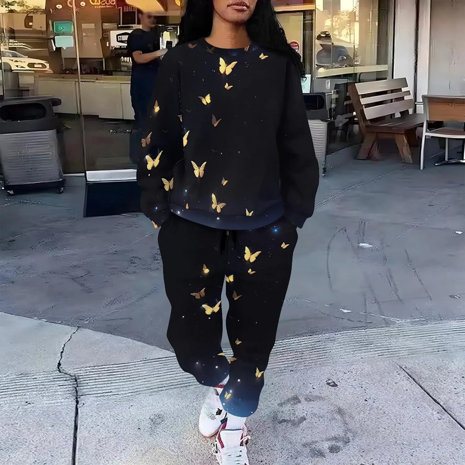 Two Piece Outfits for Women Lounge Sets Casual Travel Sweatsuits Long Sleeve Pullover And Long Pants Loungewear Matching Sets